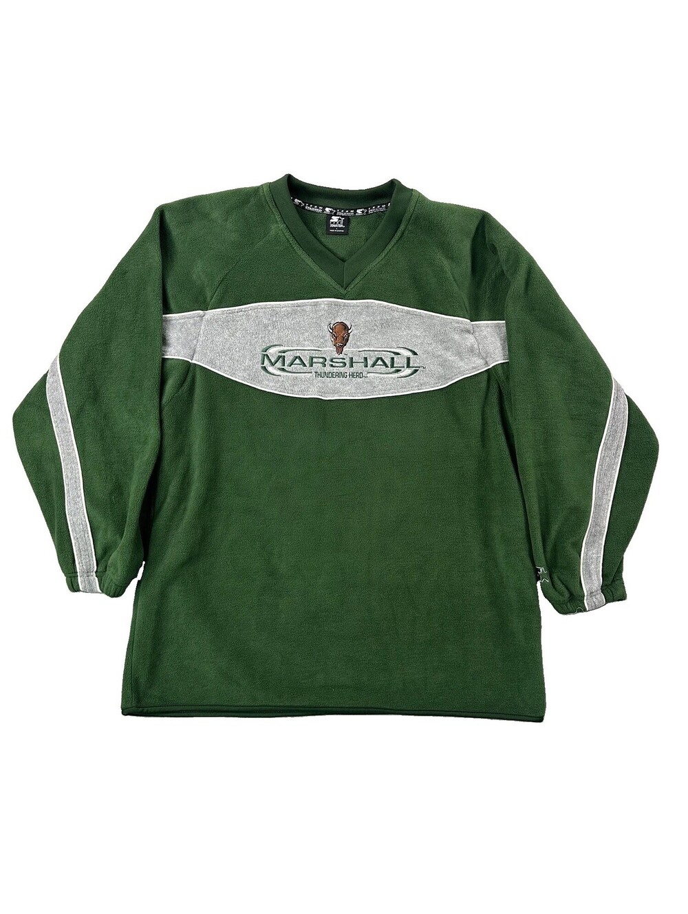 Vintage Starter Marshall University Thundering Herd Green Fleece Pullover Large
